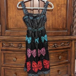 Rare Vintage 100% Silk Betsy Johnson Bow Dress